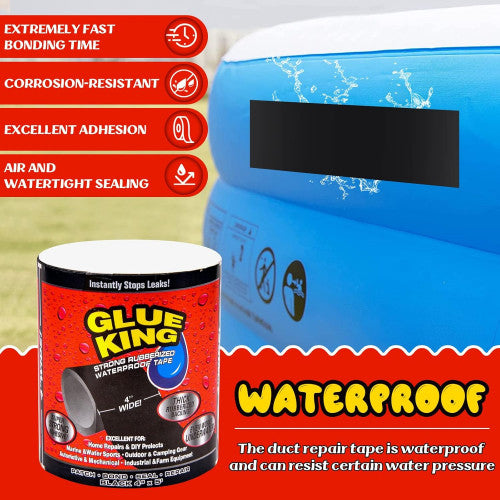 Cinta impermeable negra 4'' + Pegamento OILY GLUE NO.051